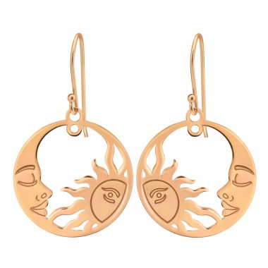 Rosegold Aranyozott Hold És A Nap - 925 Ezüst Kő Nélküli Fülbevalók A4S40580