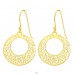 Golden circle with flowers - 925 Sterling Silver Plain Earrings A4S40581
