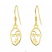 Golden Abstract Face - 925 Sterling Silver Plain Earrings A4S40723