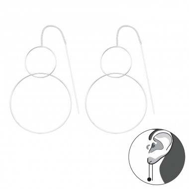 Joined Double Circle - 925 Sterling Silver Plain Earrings A4S41730
