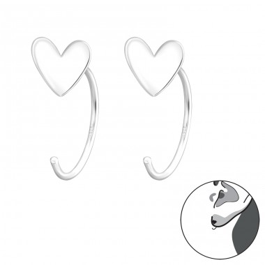 Heart - 925 Sterling Silver Plain Earrings A4S43469