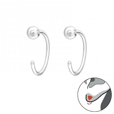 Silver Ball - 925 Sterling Silver Plain Earrings A4S44167