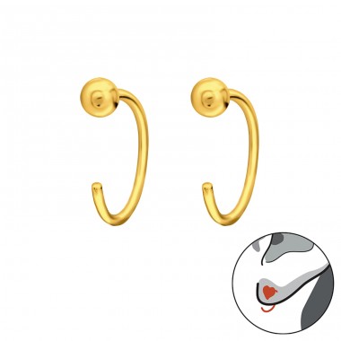 Vergoldete Kugeln mit Haken - Ohrringe aus 925er Sterlingsilber ohne Steine A4S44168