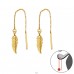Golden feather on chain - 925 Sterling Silver Plain Earrings A4S44263