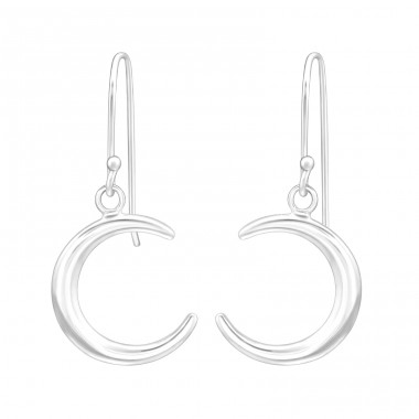 Moon - 925 Sterling Silver Plain Earrings A4S44316