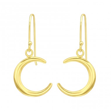 Golden Moon - 925 Sterling Silver Plain Earrings A4S44317
