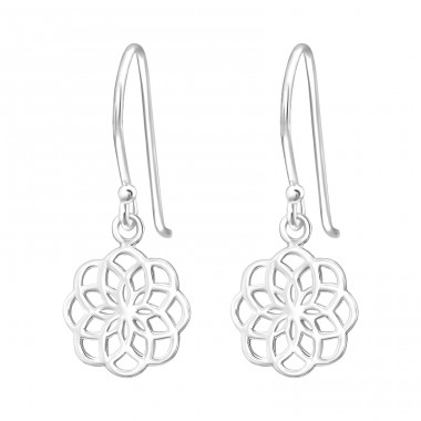 Flower - 925 Sterling Silver Plain Earrings A4S44327