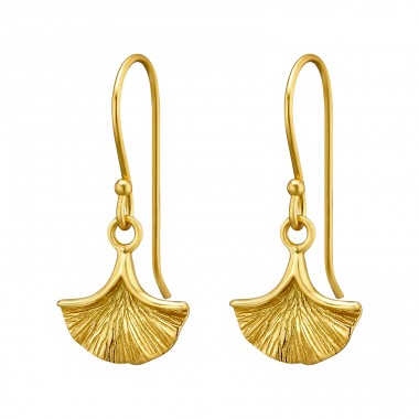 Golden shell - 925 Sterling Silver Plain Earrings A4S44332