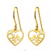 Golden Laser Cut Love Birds - 925 Sterling Silver Plain Earrings A4S44962