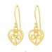 Golden Heart Clover - 925 Sterling Silver Plain Earrings A4S45242