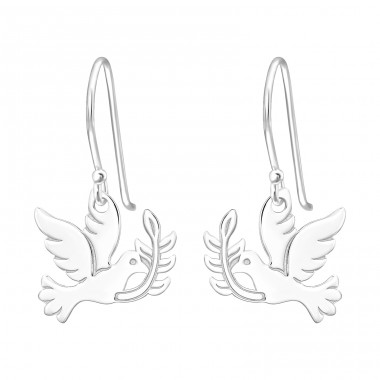 Peace dove - 925 Sterling Silver Plain Earrings A4S45299