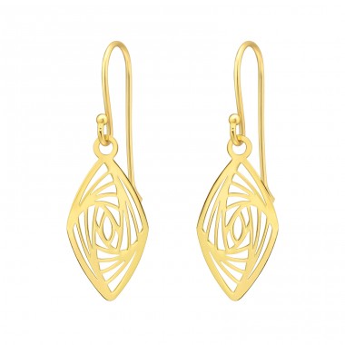 Golden Rhombus Shape - 925 Sterling Silver Plain Earrings A4S45816
