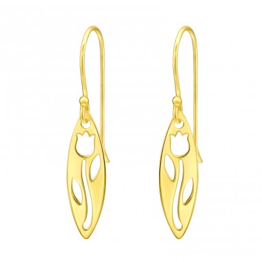Golden Tulip - 925 Sterling Silver Plain Earrings A4S45863