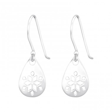 Laser Cut Snowflake - 925 Sterling Silver Plain Earrings A4S46943