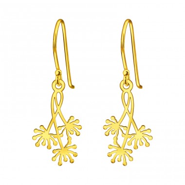 Golden Dandelion - 925 Sterling Silver Plain Earrings A4S46946