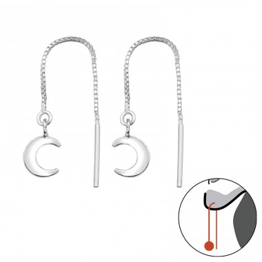 Halbmond - 925er Silber Glatte Ohrringe A4S50401