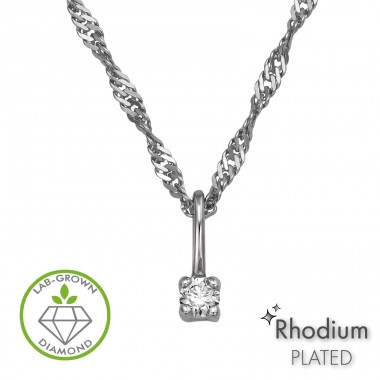 Patrat cu diamant - Argint 925 Coliere Cu Diamante Create În Laborator  A4S51353