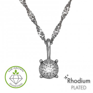 Rotund 4mm cu diamant - Argint 925 Coliere Cu Diamante Create În Laborator  A4S51355