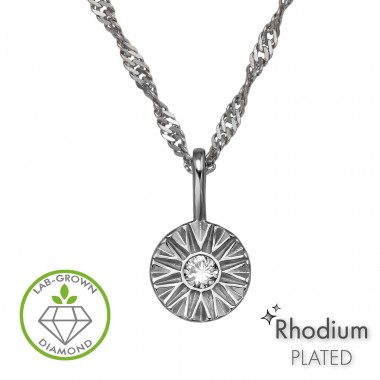 Rotund 6mm cu diamant - Argint 925 Coliere Cu Diamante Create În Laborator  A4S51357