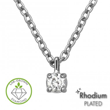 Dreptunghi 3mm cu diamant - Argint 925 Coliere Cu Diamante Create În Laborator  A4S51361