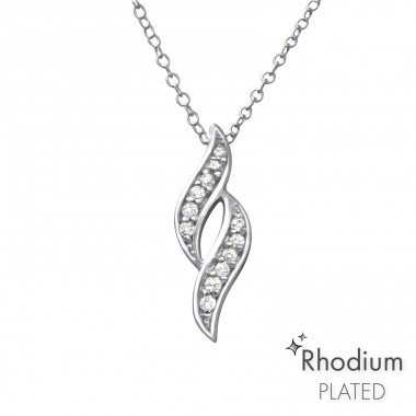 Twist - 925 Sterling Silver Necklace with stones A4S19862