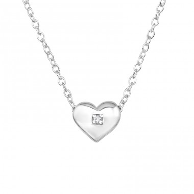 Heart - 925 Sterling Silver Necklace with stones A4S23303