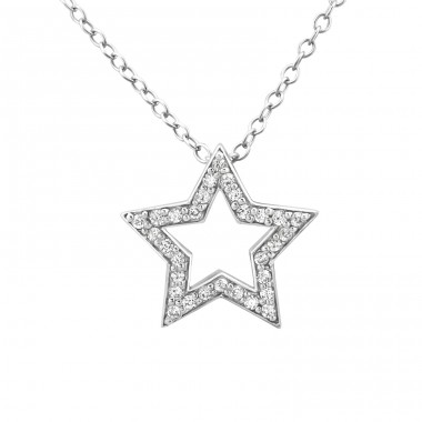 Ein Stern - 925er Silber Halskette mit Steinen A4S23786