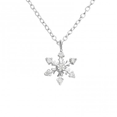 Snowflake - 925 Sterling Silver Necklace with stones A4S24660