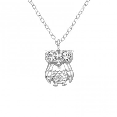 Owl - 925 Sterling Silver Necklace with stones A4S25024