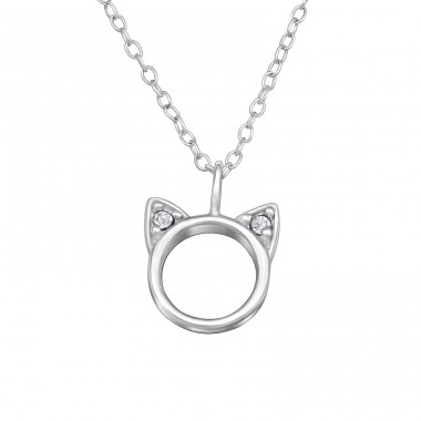 Cat - 925 Sterling Silver Necklace with stones A4S29891