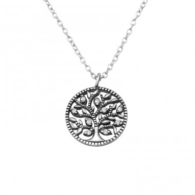 Tree Of Life - 925 Sterling Silver Necklace with stones A4S30453