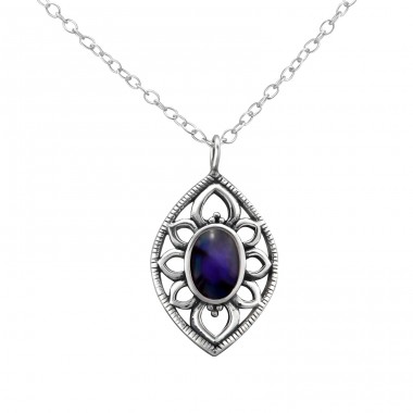 Marquise - 925 Sterling Silver Necklace with stones A4S30863