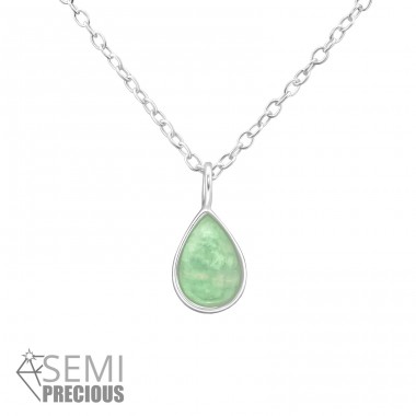 Pear - 925 Sterling Silver Necklace with stones A4S31099