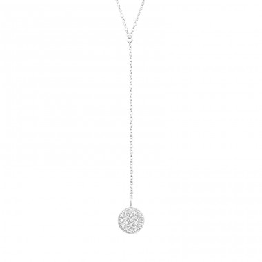 Kerek Y Nyaklánc - 925 Ezüst Cirkónia és kristály nyakláncok A4S31775