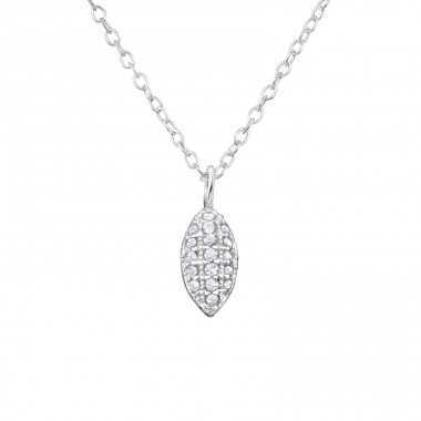 Marquise with Zirconias - 925 Sterling Silver Necklace With Stones A4S34037