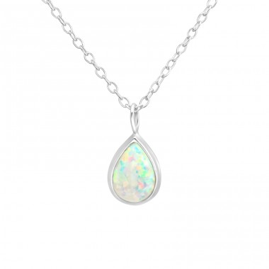 Teardrop - 925 Sterling Silver Necklace with stones A4S36833