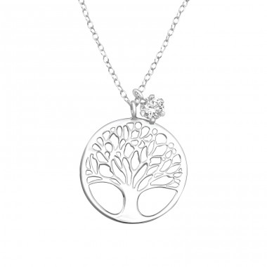 Tree Of Life - 925 Sterling Silver Necklace with stones A4S36841