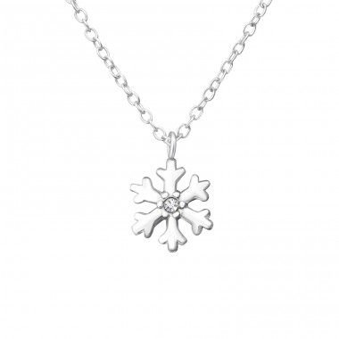 Snowflake - 925 Sterling Silver Necklace with stones A4S37560