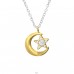 Moon And Star - 925 Sterling Silver Necklace with stones A4S37632