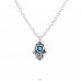 Hamsa - 925 Sterling Silver Necklace with stones A4S38250