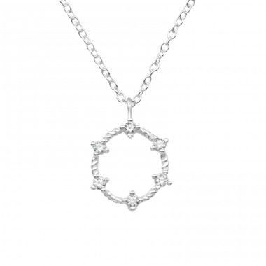 Wreath - 925 Sterling Silver Necklace with stones A4S39784