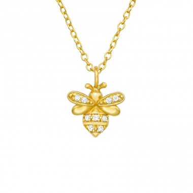 Bee - 925 Sterling Silver Necklace with stones A4S40144