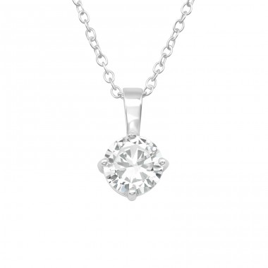 Round - 925 Sterling Silver Necklace with stones A4S40193