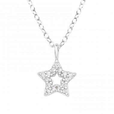 Star - 925 Sterling Silver Necklace with stones A4S40230