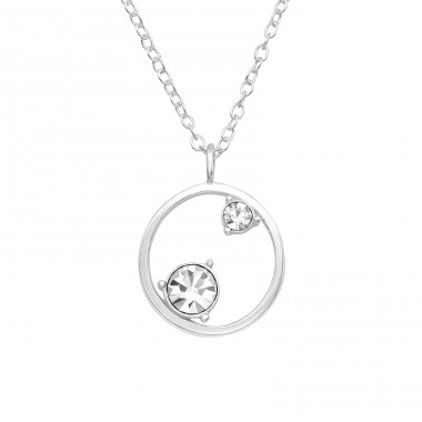 Geometric - 925 Sterling Silver Necklace with stones A4S40419