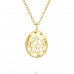 Golden white Flower with crystal - 925 Sterling Silver Necklace With Stones A4S40533