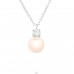 Zirconia with pearl - 925 Sterling Silver Necklace With Stones A4S40689