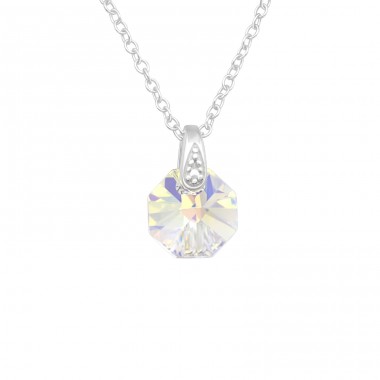 Cristal Octogonal Cu Cristale Veritabile Europene - Argint 925 Coliere Lacrystale A4S40945