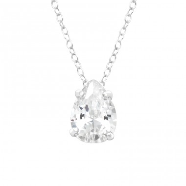 Pear - 925 Sterling Silver Necklace with stones A4S41011