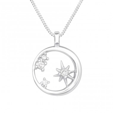 Stars - 925 Sterling Silver Necklace with stones A4S41195